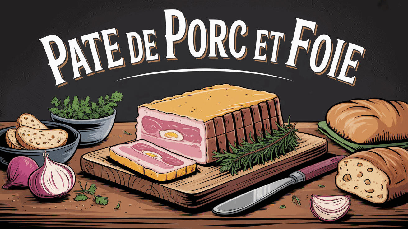 paté de porc et foie tranché avec pain et cornichons