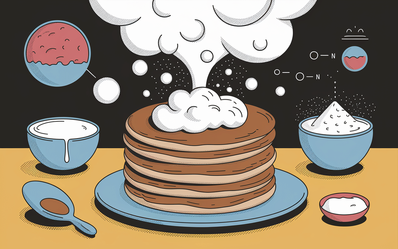 schematique reaction pancakes fluffy yaourt bulles levure