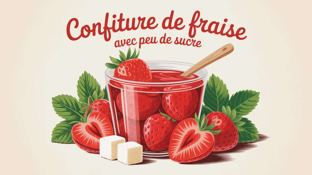 Recette confiture de fraise avec peu de sucre en bocal et fraises fraîches
