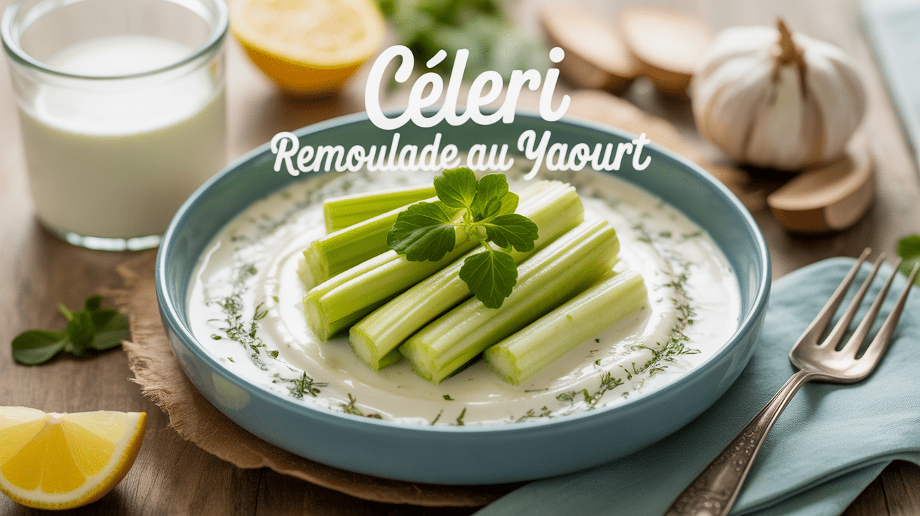 Bol de sauce céleri rémoulade yaourt crémeuse avec céleri râpé