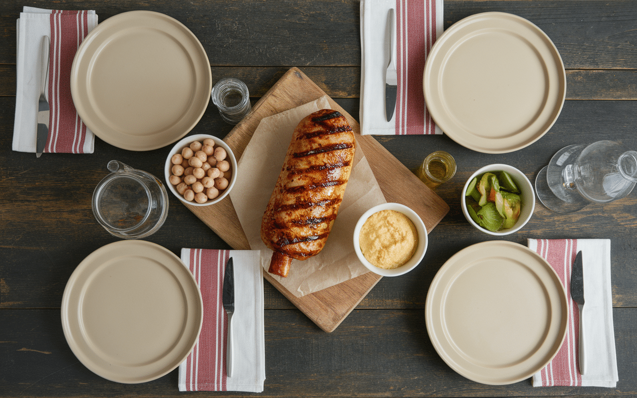 Saucisse de Toulouse accompagnement purée légumes haricots