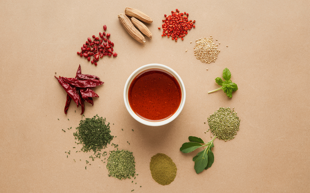 Plan de travail marinade épices boeuf barbacoa