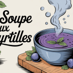 soupe aux myrtilles dans bol avec myrtilles fraîches