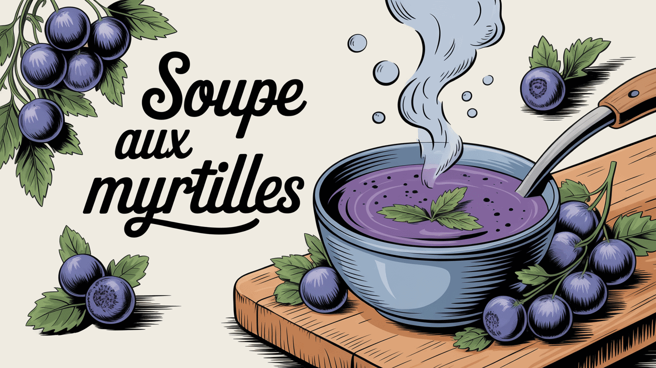 soupe aux myrtilles dans bol avec myrtilles fraîches