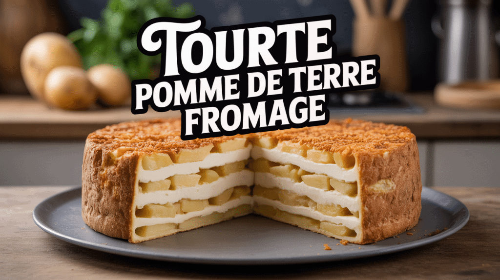 Tourte pomme de terre fromage coupée avec fromage fondant