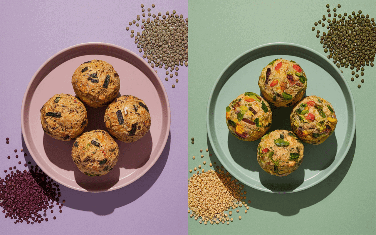 boulette couscous viande et vegetarienne présentées