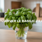 Basilic conserver frais dans verre d'eau