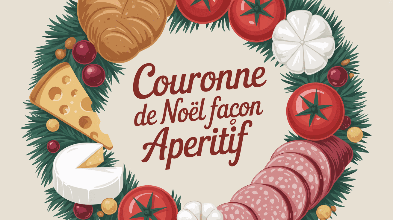 couronne de noel aperitif avec tomates fromages charcuterie pain