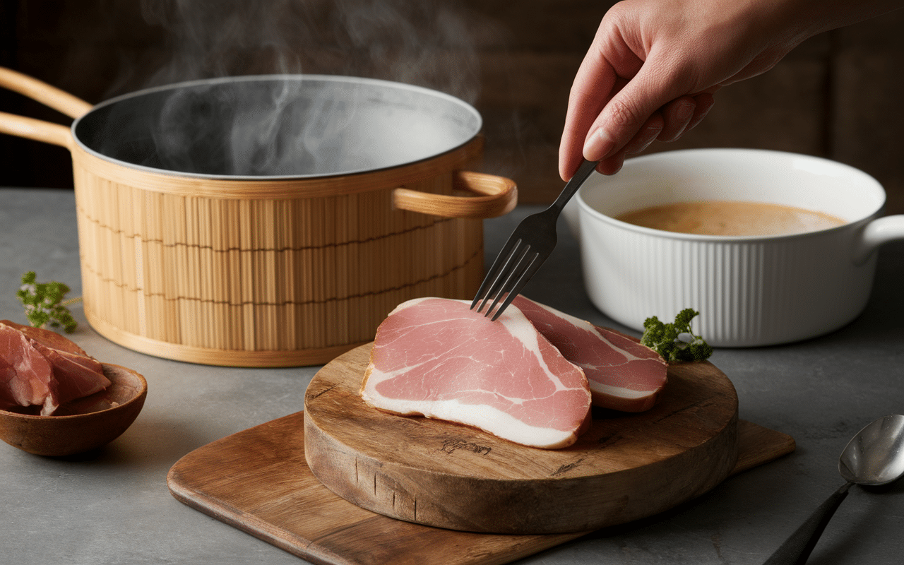 Préparation jambon chaud sauce échalote cuisine