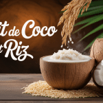 Bol de lait de coco et riz crémeux avec noix de coco