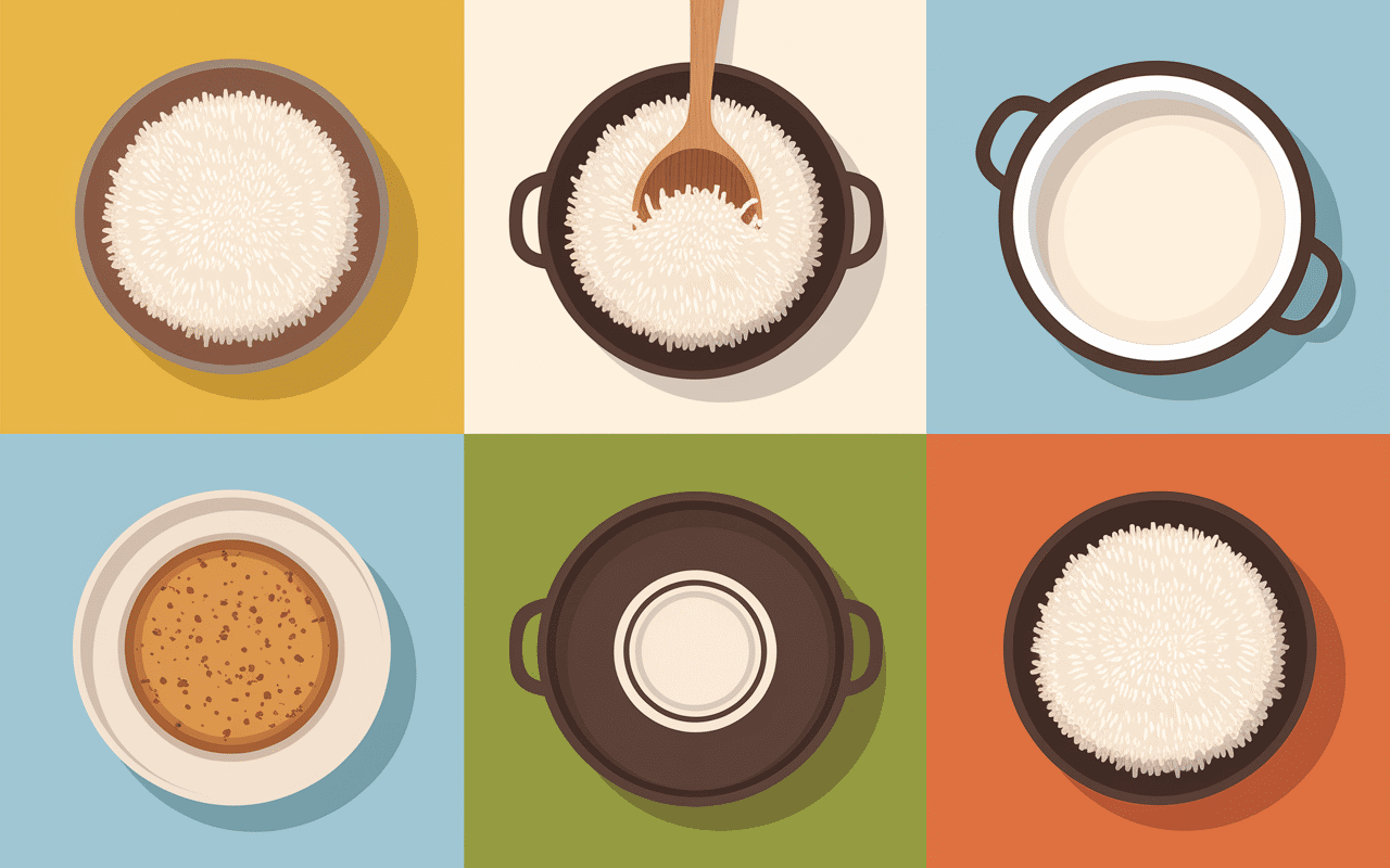 Étapes de préparation du lait de coco et riz crémeux
