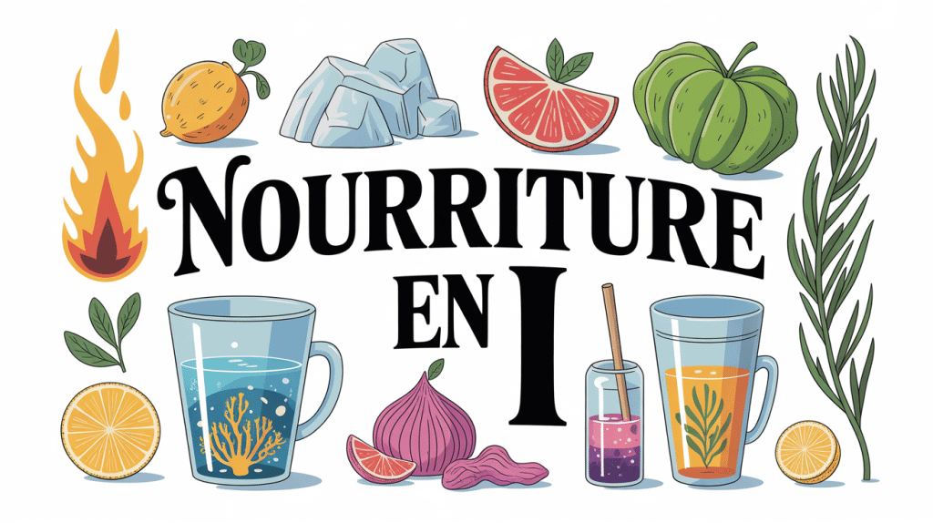 Composition d'aliments en i sur fond stylisé