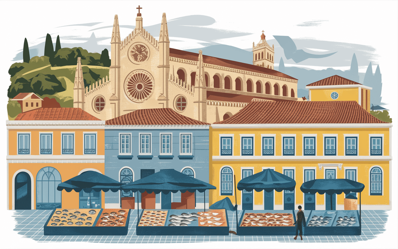 Marché portugais avec morue a Braga à Braga ville