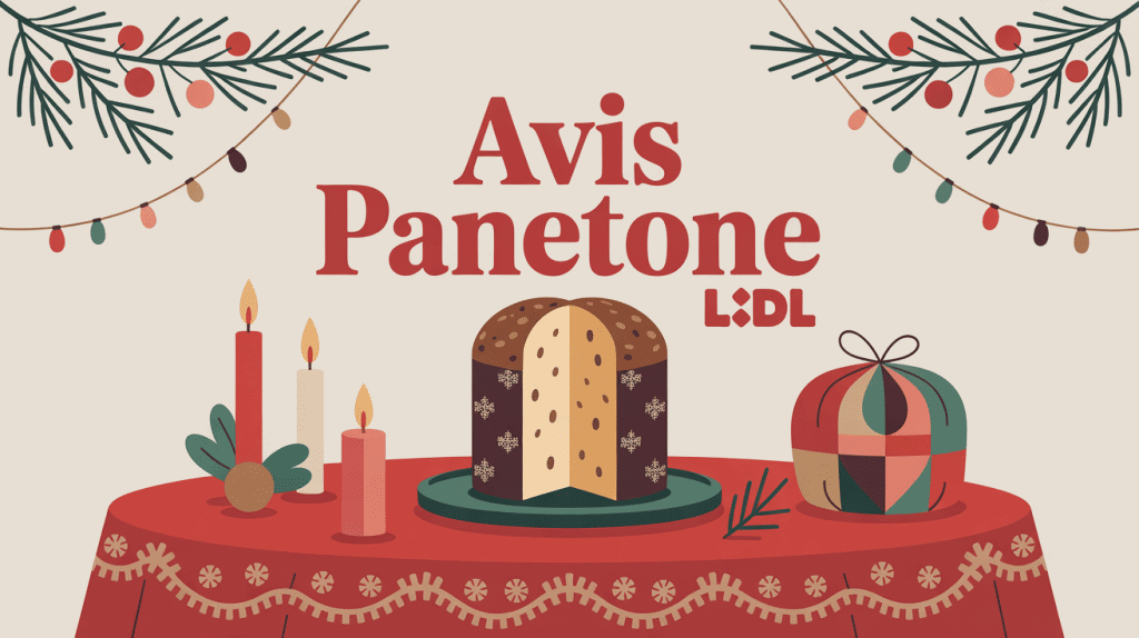 Panettone Lidl avis sur table de Noël décorée