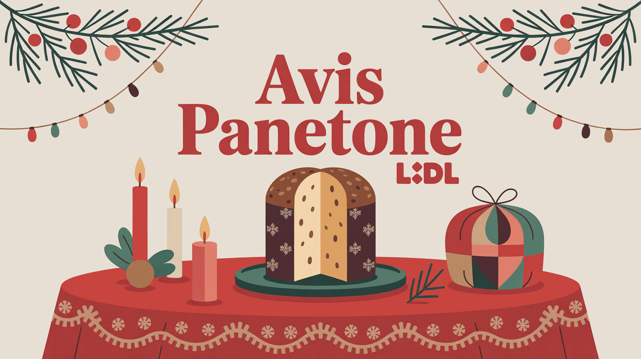 Panettone Lidl avis sur table de Noël décorée