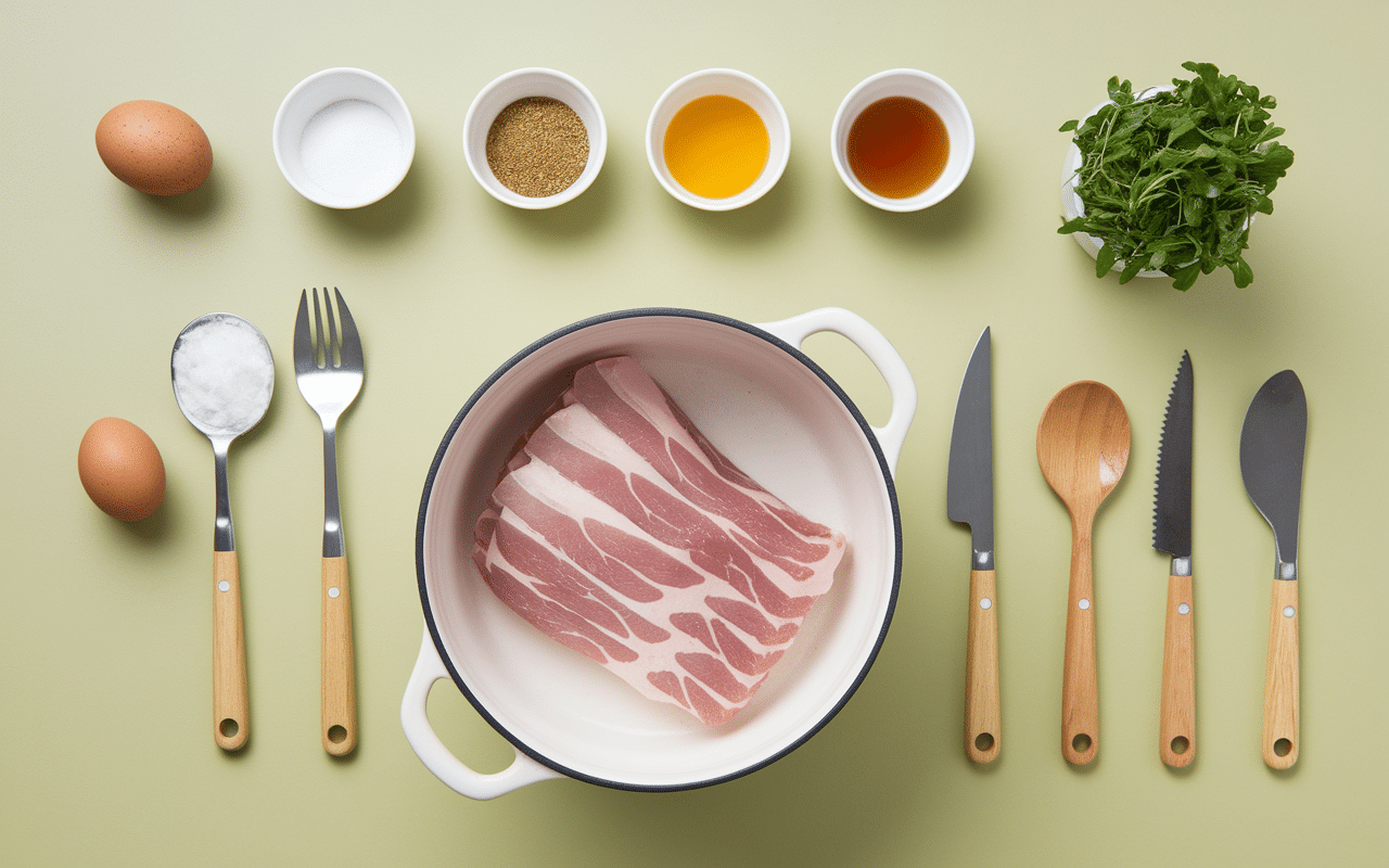 Ingrédients galantine de porc hachée et crépine