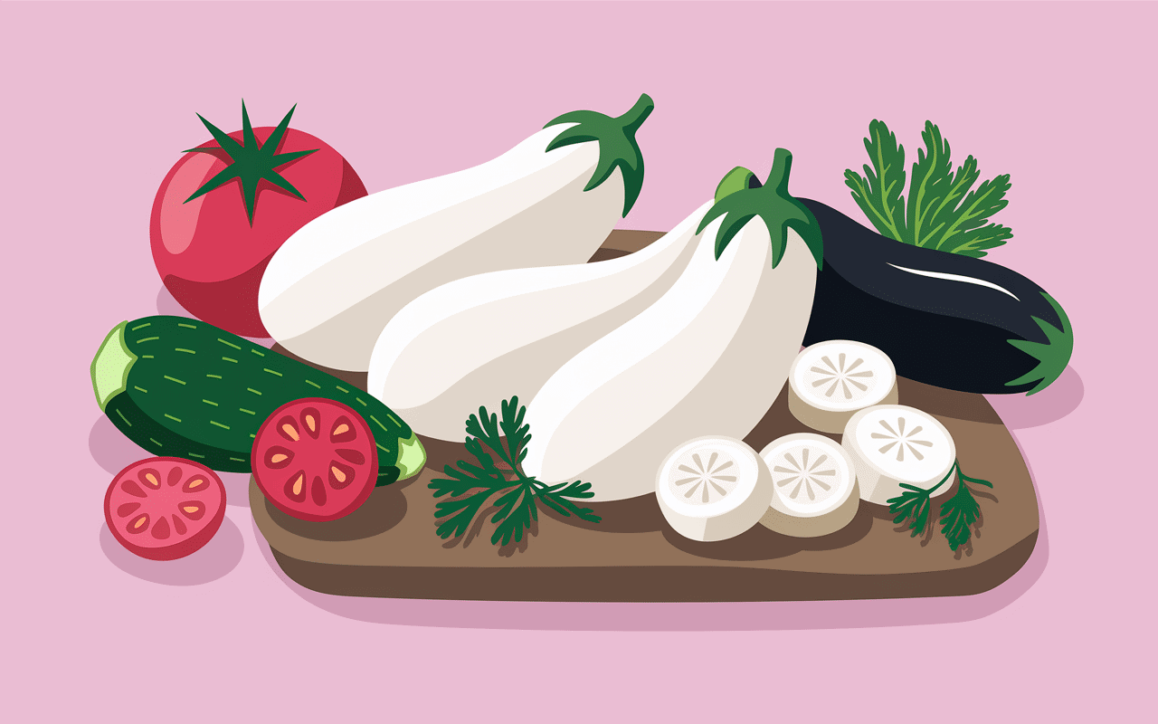 recettes aubergine blanche légumes frais planche