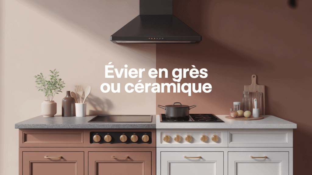 Illustration évier en grès ou céramique, comparatif rapide