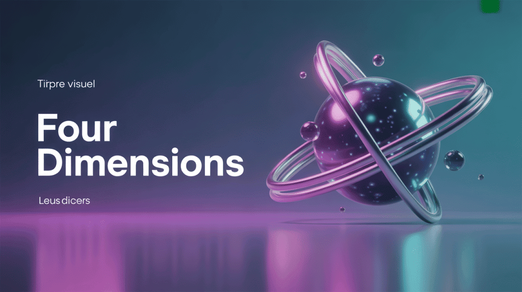 Illustration four dimensions avec tesseract et grille d’espace-temps