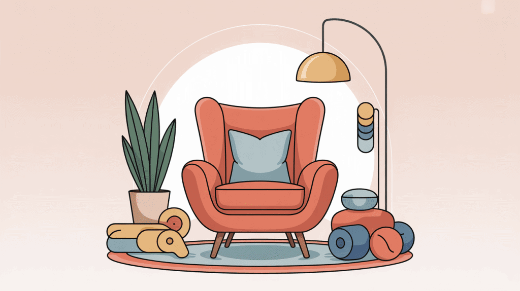 Housse pour fauteuil crapaud Ikea avec nuanciers et accessoires