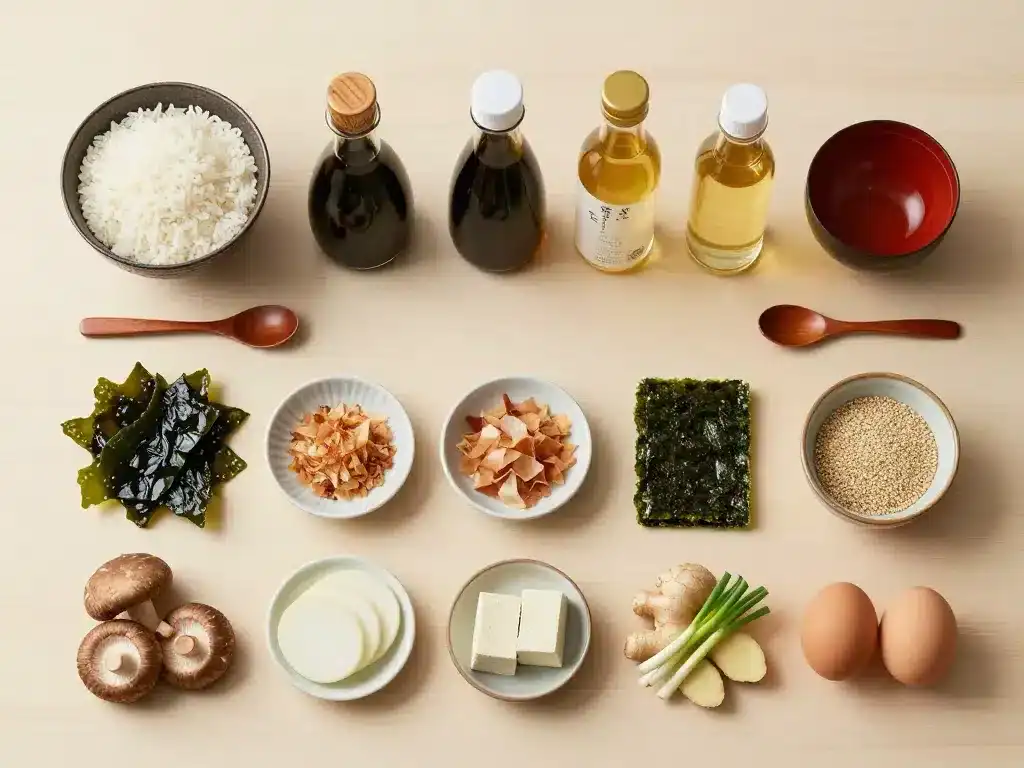 Basiques japonais maison : riz, soja, miso, nori, sésame