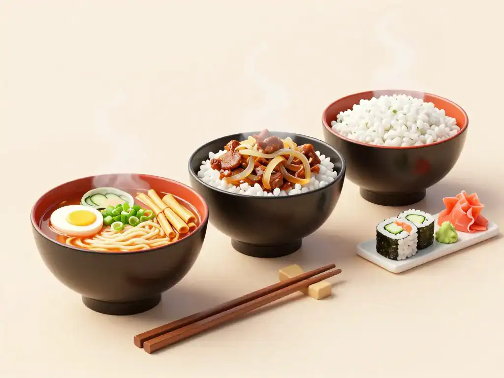 Trio japonais maison : ramen, donburi et makis