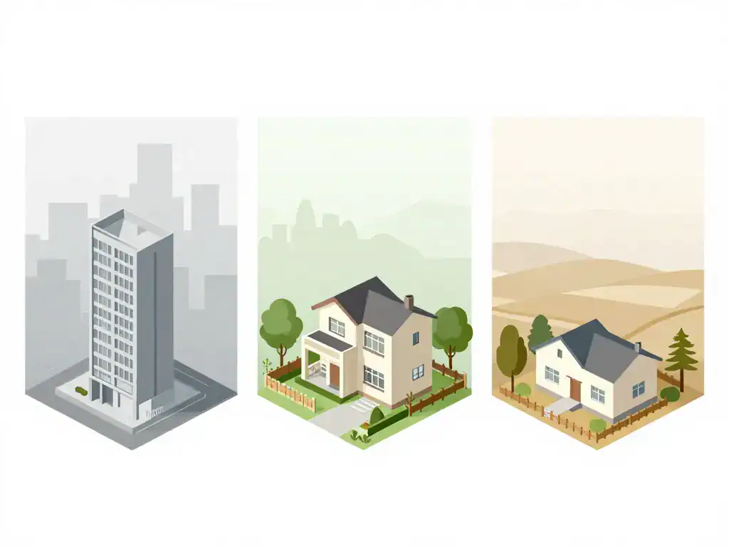 Diagramme maison algerienne en triptyque ville, villa et rurale