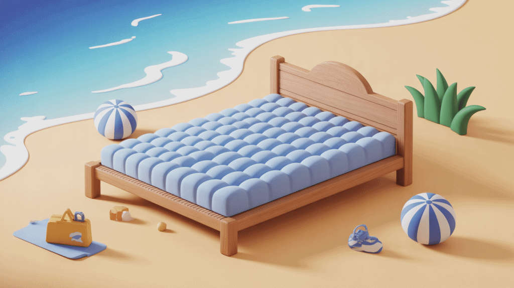 Illustration 3D matelas de plage pour galets confortable et durable
