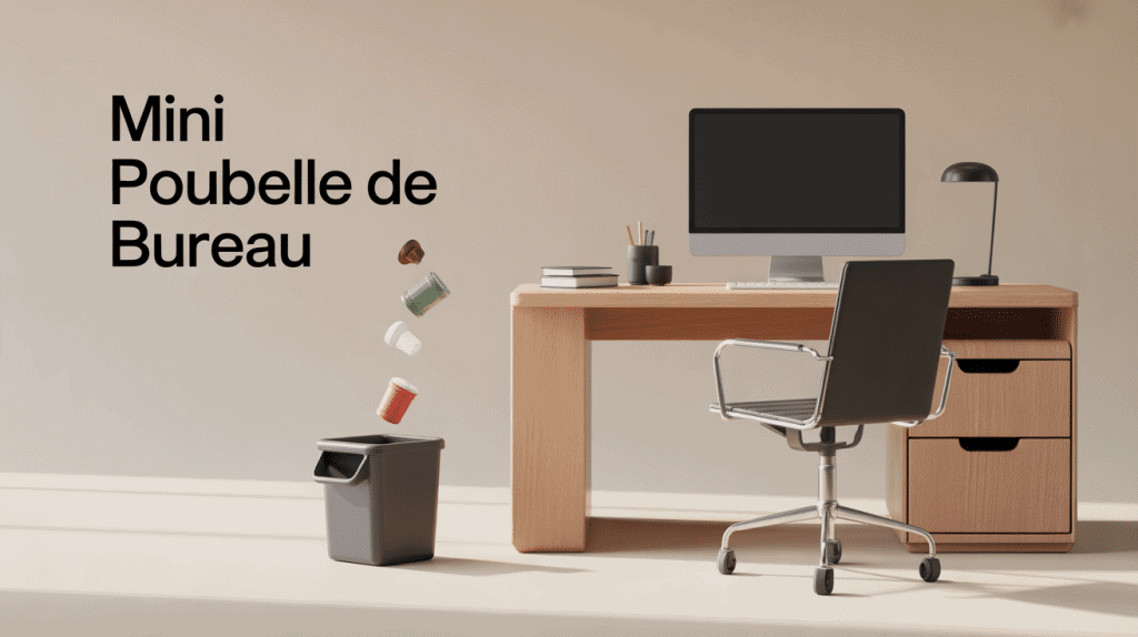 mini poubelle de bureau sur poste de travail propre