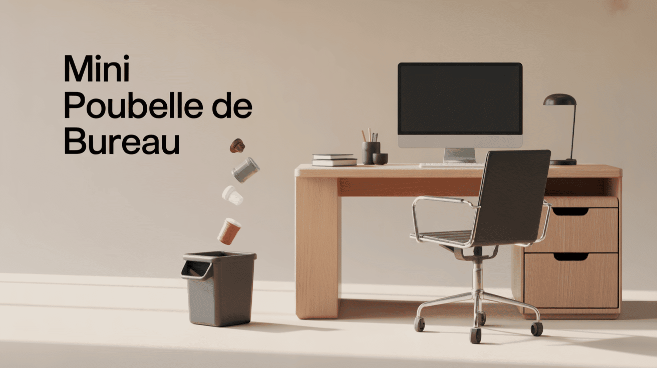 mini poubelle de bureau sur poste de travail propre