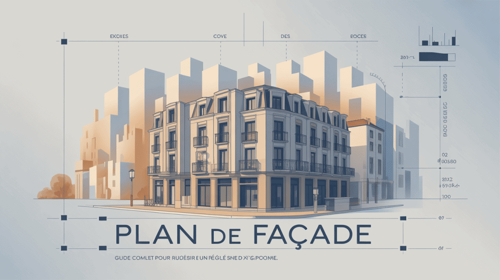 Illustration du plan de facade pour permis, règles et présentation