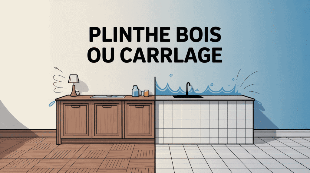 Illustration plinthe bois ou carrelage, comparaison mur sol
