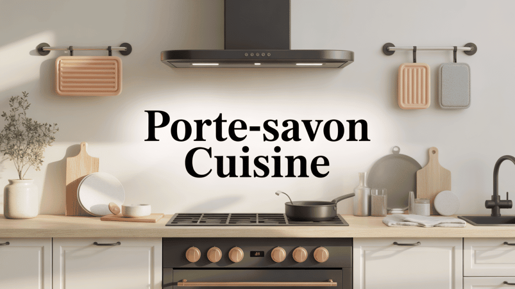 Illustration d’évier avec porte-savon cuisine variés