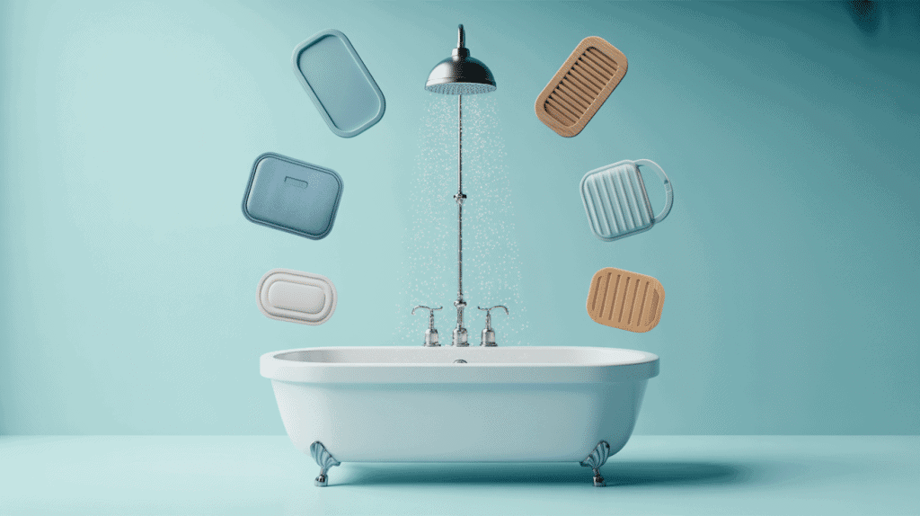 Illustration porte-savon pour douche durable et antirouille