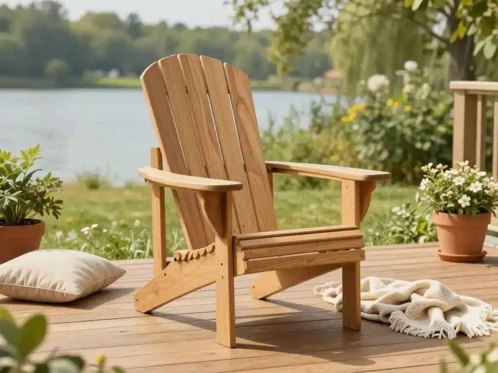 chaise adirondak bois terrasse ambiance jardin