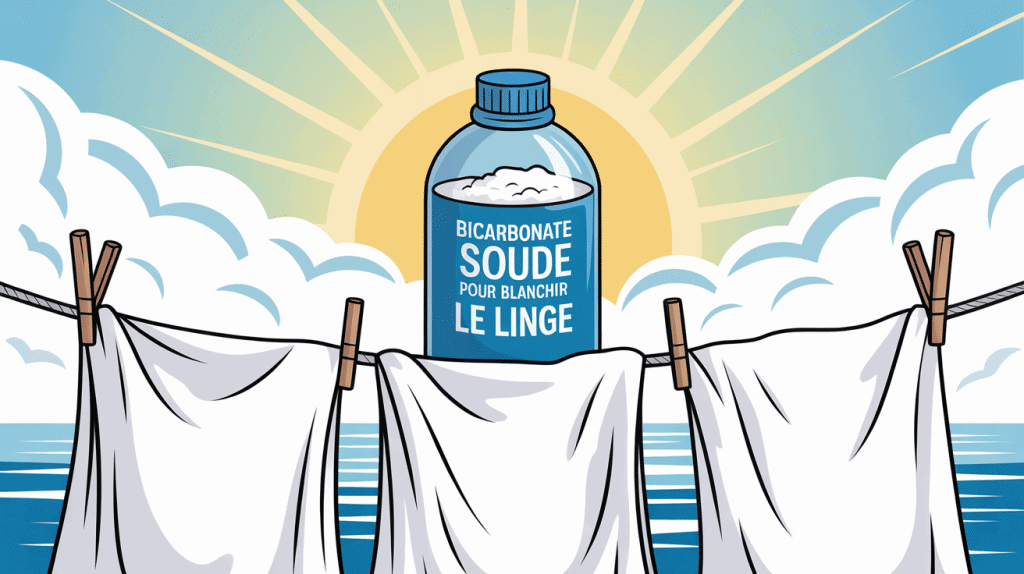 bicarbonate blanchir linge linge blanc étincelant sur corde