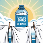 bicarbonate blanchir linge linge blanc étincelant sur corde