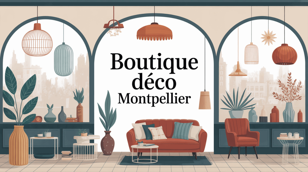 Illustration boutique deco Montpellier styles déco vitrine