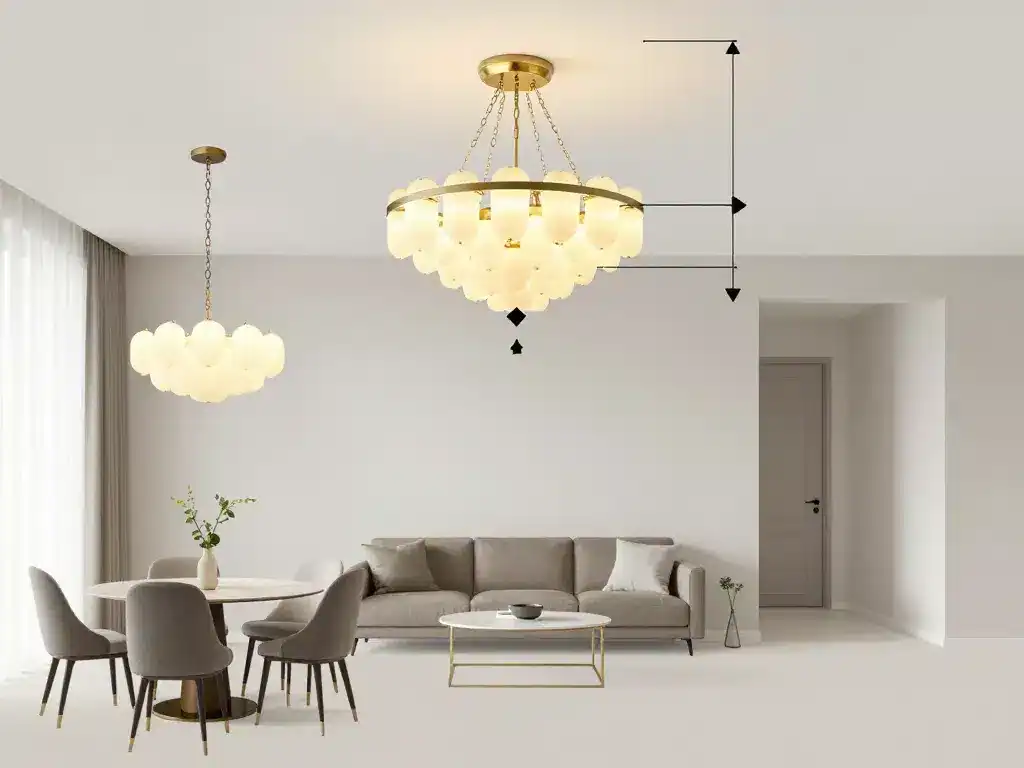 schéma emplacement chandelier lustre dans pièces