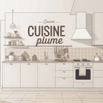 Cuisine plume douce et épurée, ambiance chaleureuse