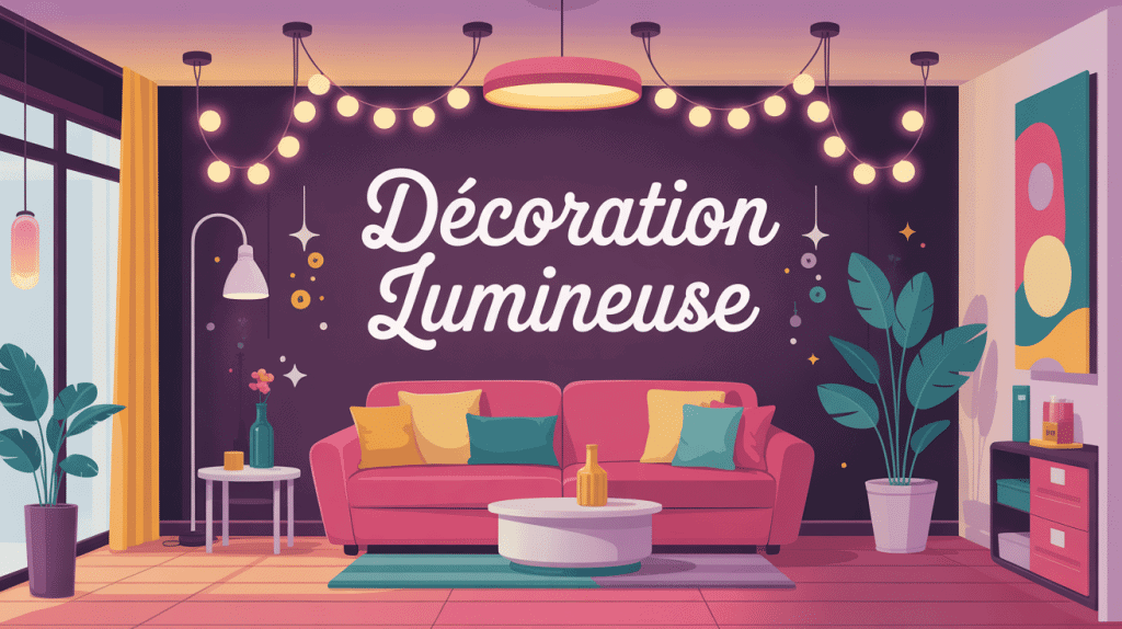 décoration murale lumineuse avec néons et appliques