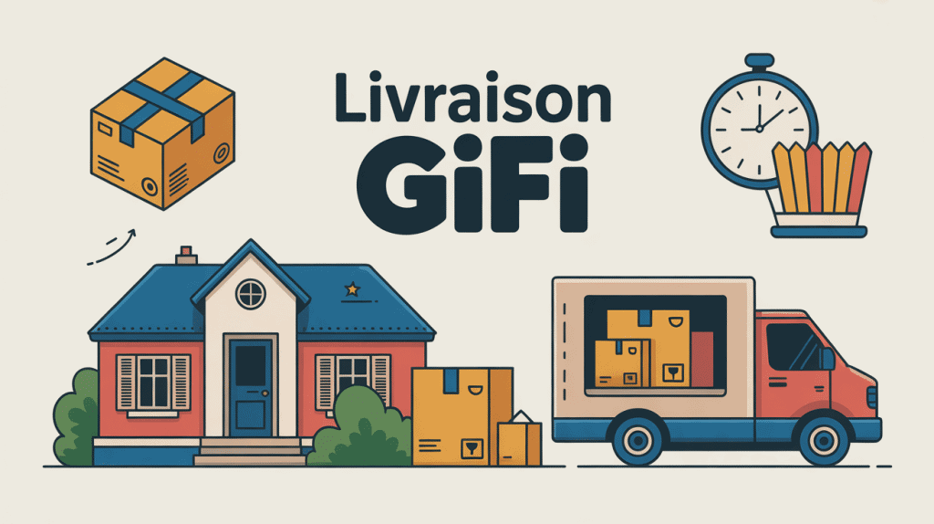 gifi livraison illustration vectorielle colis maison