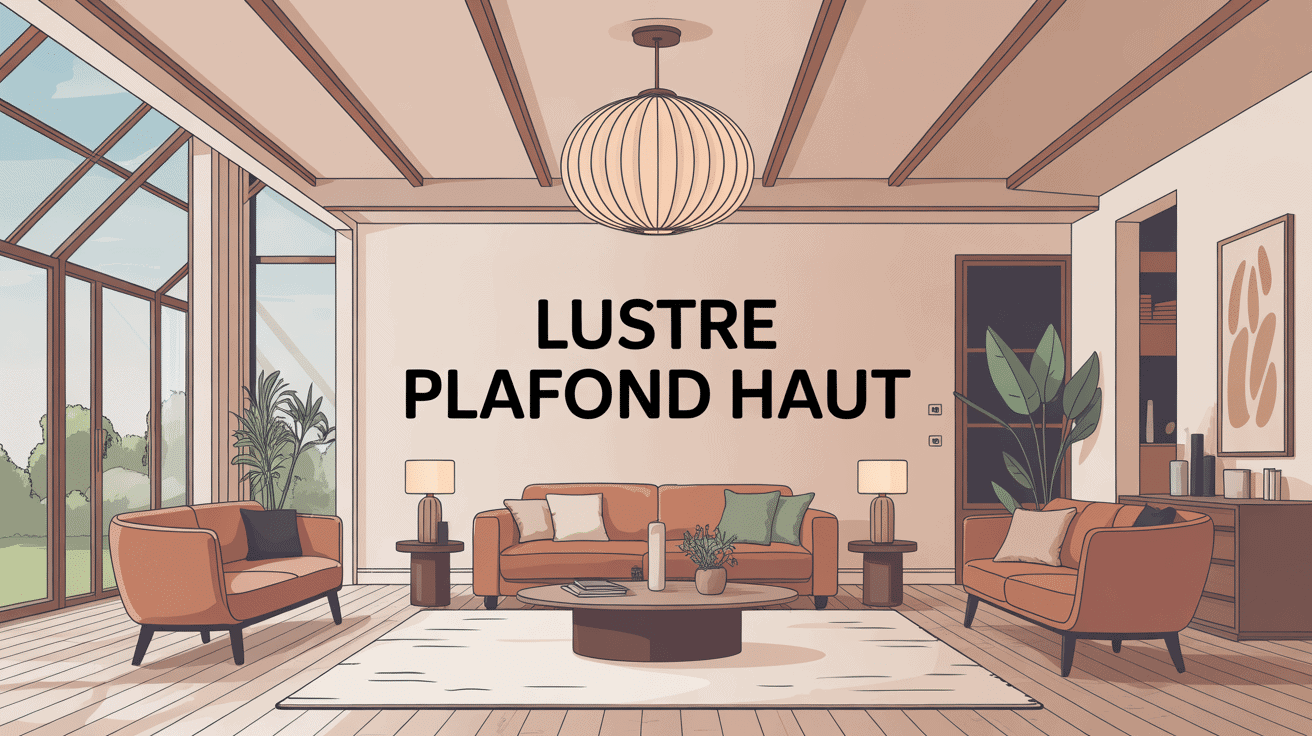 lustre plafond haut central dans intérieur spacieux