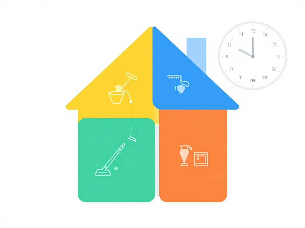 schéma visuel organisation nettoyage d'une maison