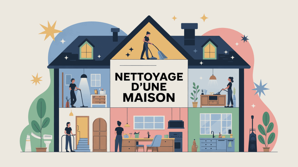 illustration organisation nettoyage d'une maison