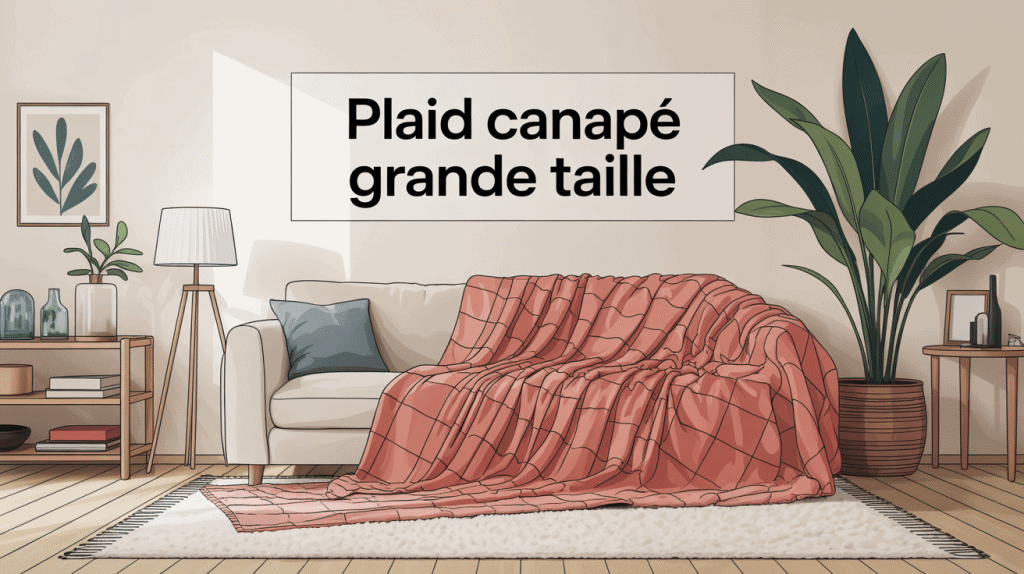 Plaid canapé grande taille sur canapé large dans salon chaleureux