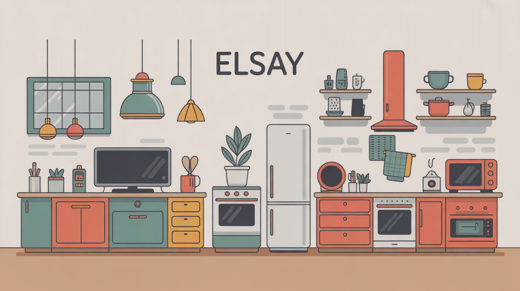 Illustration SEO que vaut la marque elsay, appareils électroniques en composition moderne