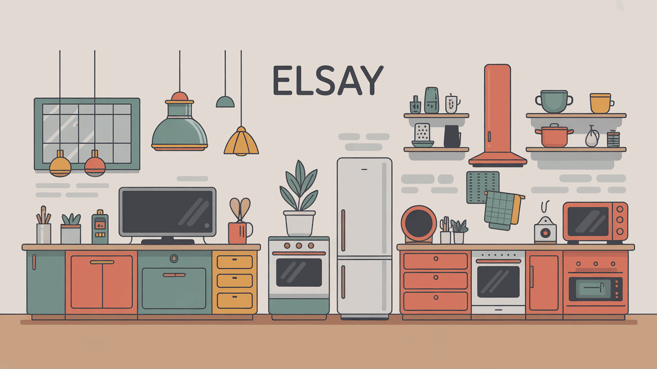 Illustration SEO que vaut la marque elsay, appareils électroniques en composition moderne