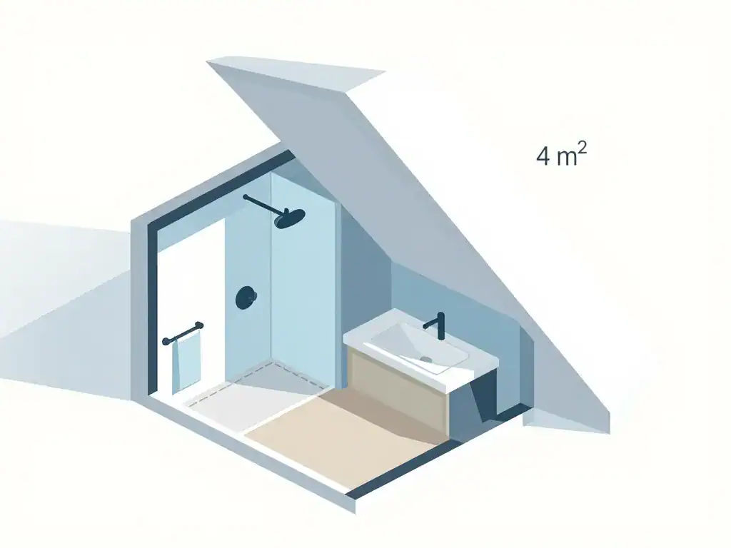 agencement salle de bain sous comble 4m2 diagramme