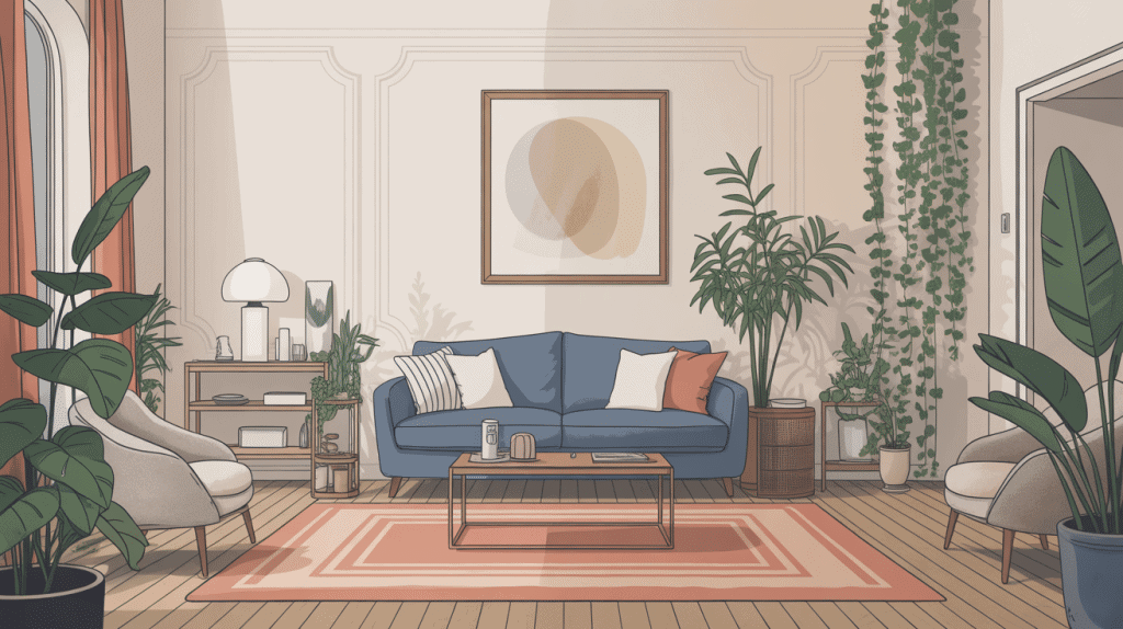 Salon canapé bleu : idées déco, associations de couleurs et styles tendance